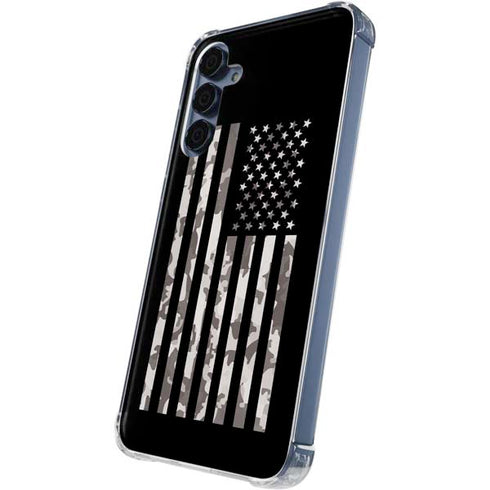 Black and White Camo American Flag Galaxy A35 5G Clear Case